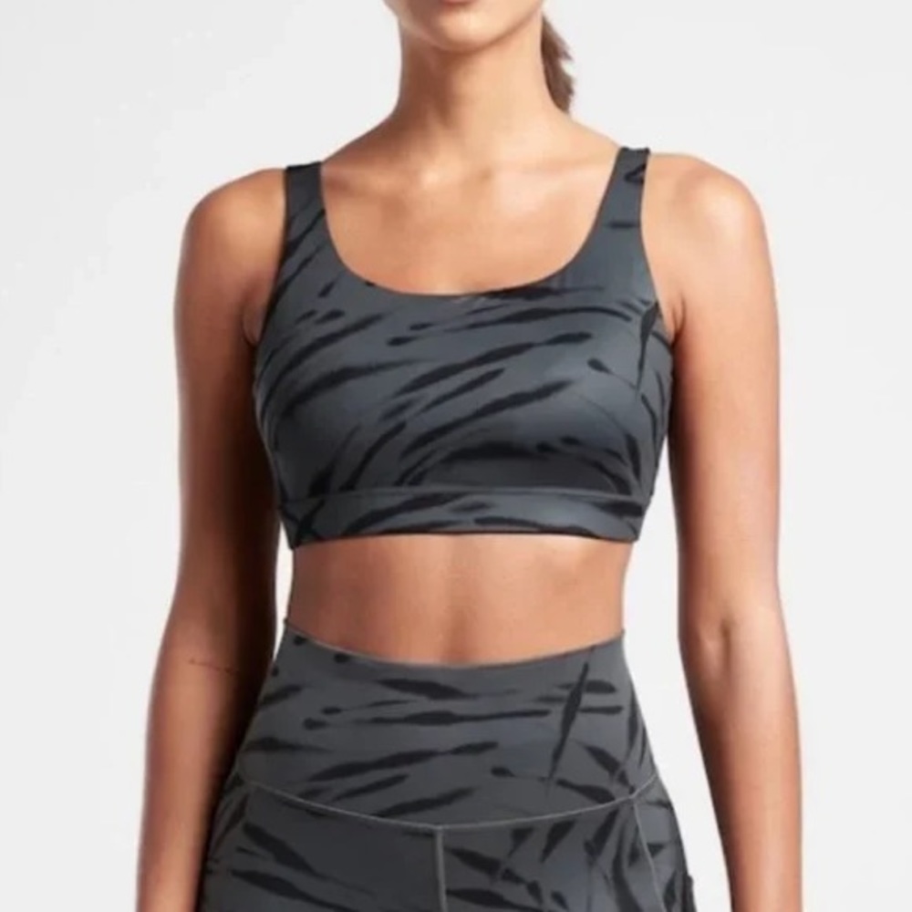Athleta Sports Bra-Gray with black Stripes